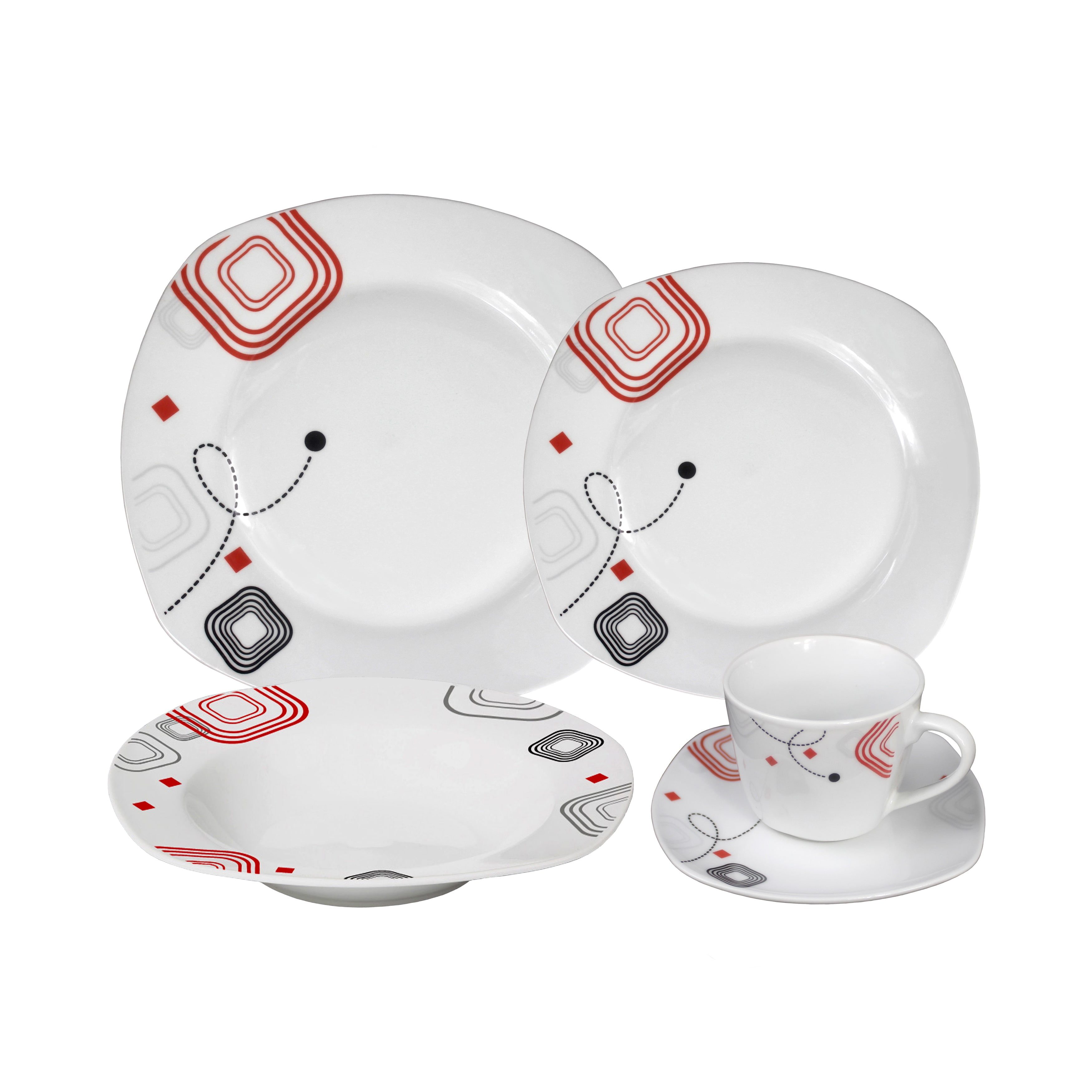 Lorren Home Trend Porcelain Geo Dinnerware 16piece Set