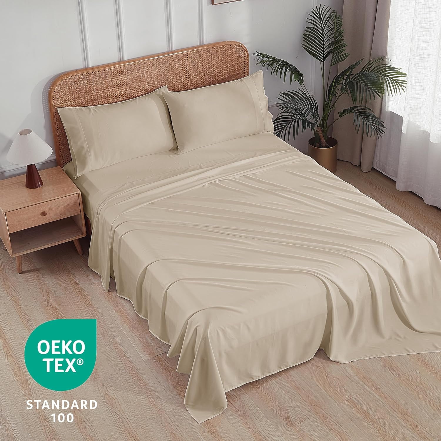 otnbgsr Bamboo Viscose Sheet Set Queen 2026 Upgrade 400 Thread Count Cooling Bed Sheets 16 Inch Deep Pocket Soft Breathable 4 Piece Set Navy Blue