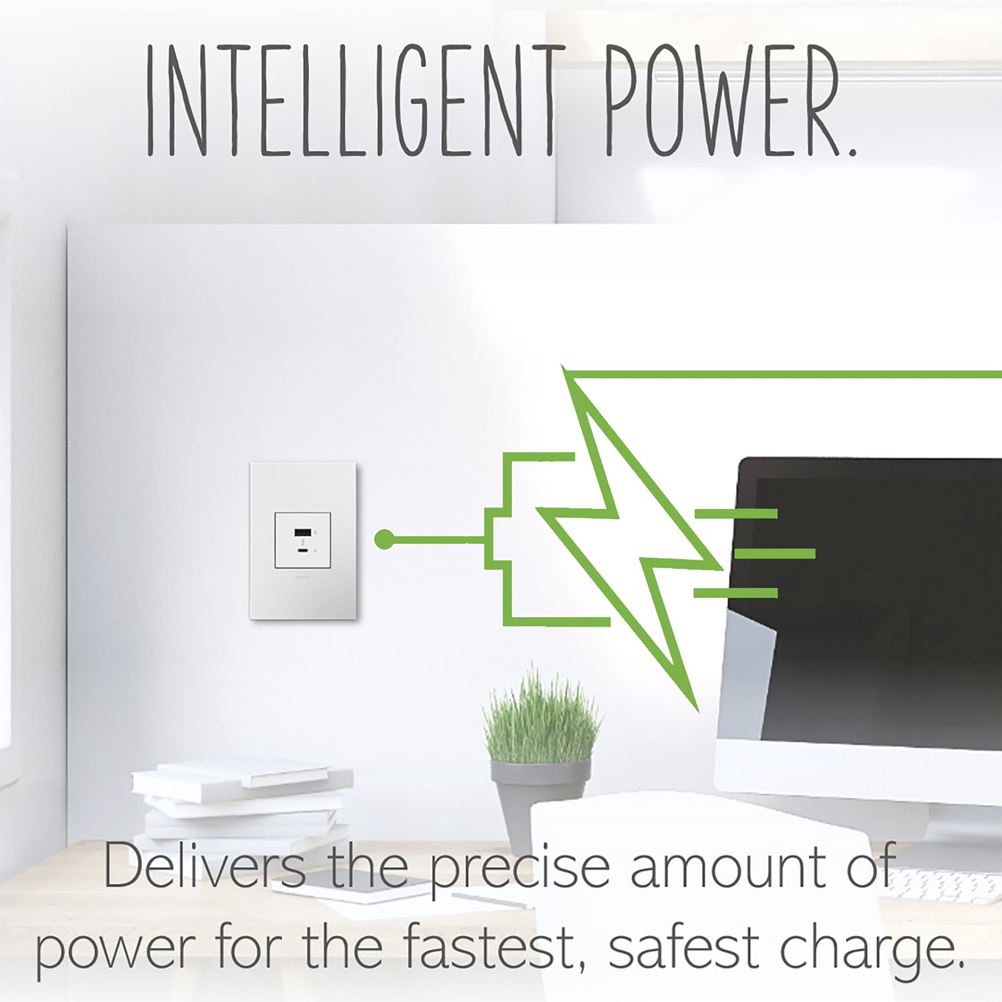 Legrand ARUSB2AC6W4 Adorne 6 Amp Ultra-Fast Usb-A And Usb-C Outlet Module - White