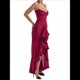thumbnail image 2 of Vestido de Cóctel para Mujer, Sin Mangas, con Volantes Fruncidos en el Dobladillo, de , con Abertura Alta y Tirantes Finos. Vino Tinto M, 2 of 9