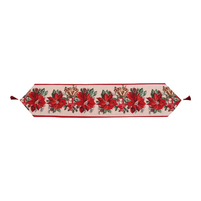 Manteles Camino de mesa de Feliz Navidad para fiestas Camino de mesa con patrón de flores de Navidad 68 x 13 pulgadas Camino de mesa de comedor Mesa rectangular Decoración de fiesta de bodas Abanopi Manteles
