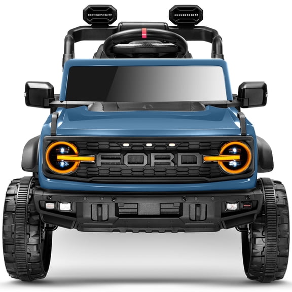 COCLUB 12V Electric Car for Kids, Licensed Ford Bronco Raptor Ride on Toys with Remote Control, Electric 4 WheelerW/ Suspension, 3 Speeds, Led Lights, Bluetooth, Kids Cars to Drive Truck Blue