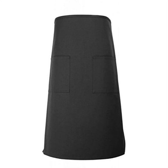 black 2 pocket bistro apron 31"l by 30.5"w