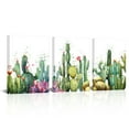 thumbnail image 2 of Visual Art Decor Framed Wall Art Watercolor Tropical Plant Desert Cactus Canvas Print Set of 3 for Bedroom Bathroom Spiny Flower Artwork Home Office Wall Decoration, 2 of 5