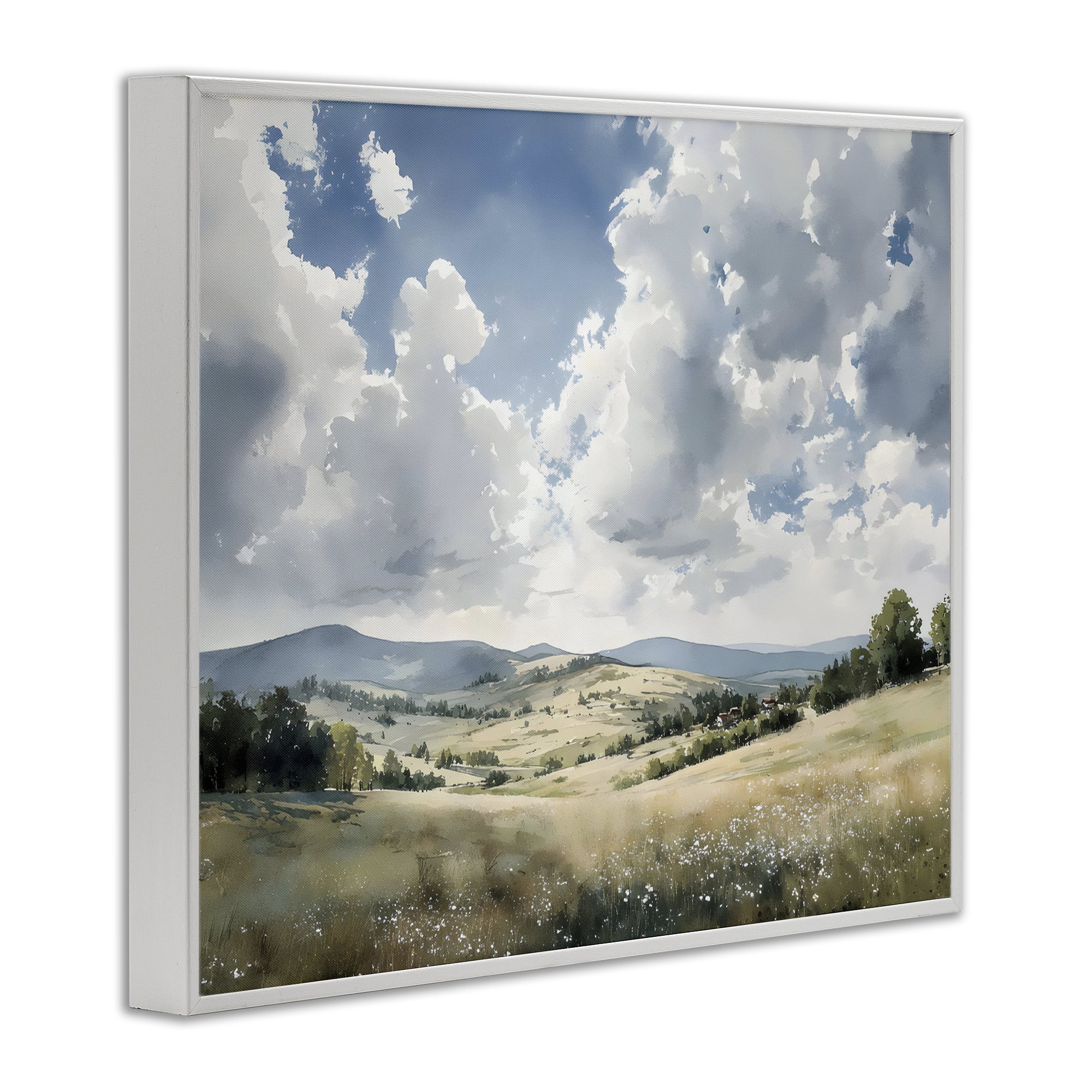 Stupell Industries Cloudy Hills Meadow White Framed Giclee Art, design by Franklyn Gregory