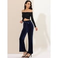 thumbnail image 4 of Pantalones de terciopelo Allegra K anchos elásticos de cintura con lazo con bolsillos Azul oscuro M, 4 of 6