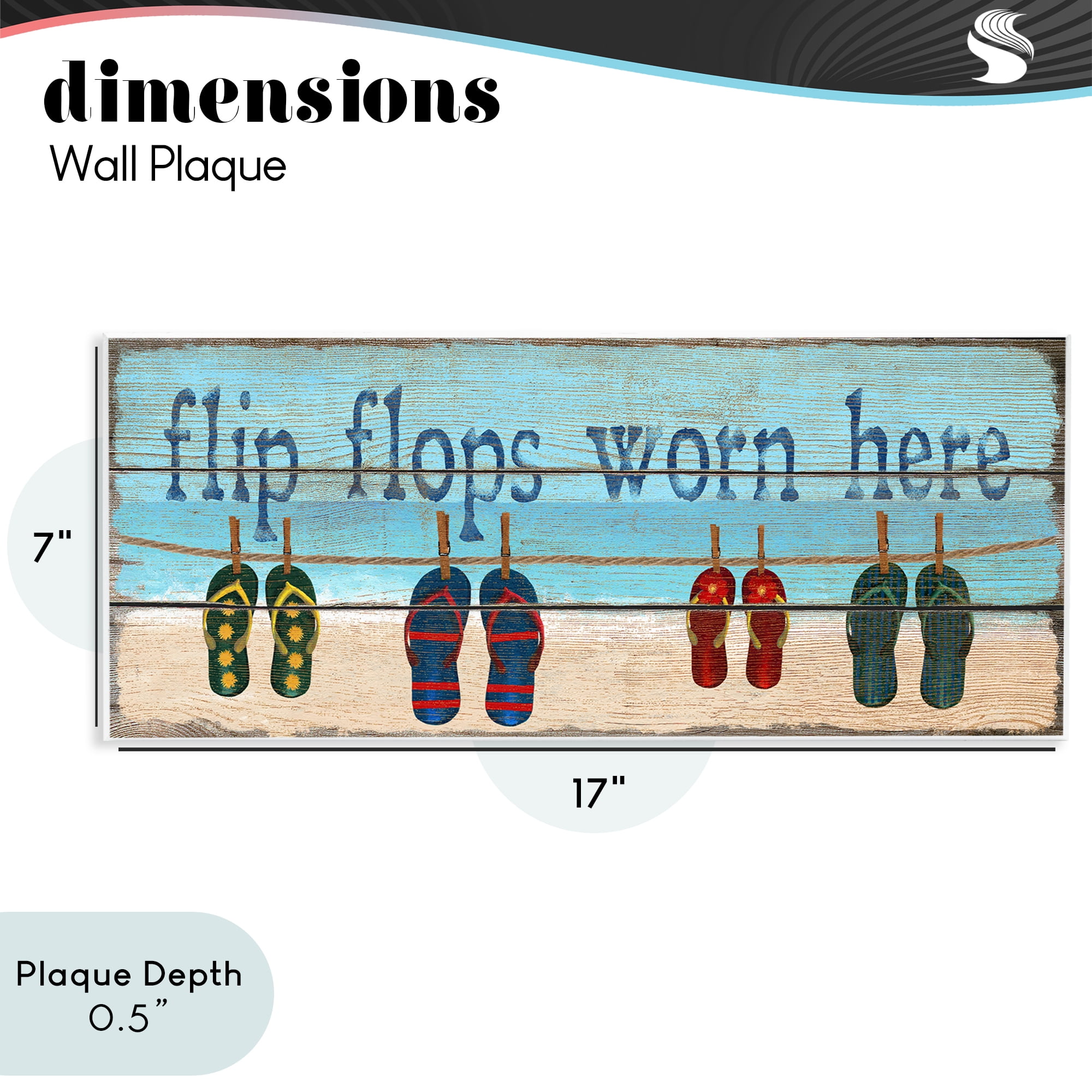 Stupell Industries Flip Flops Worn Here Wall Plaque Art, design by Gail Fraser