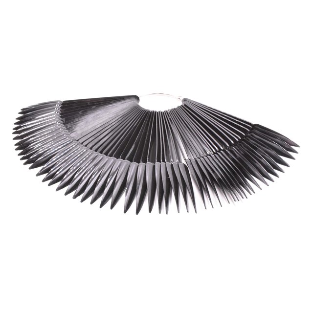 Aliotech 2 juegos de 100 puntas en forma de abanico, puntas de plástico para decoración de uñas, tablero de esmalte, varillas de práctica con soporte de anillo dividido de metal (negro)
