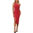 thumbnail image 1 of INSPIRE CHIC Vestido Midi Formal Ajustado de Una Sola Manga Sin Mangas para Mujeres XL Rojo, 1 of 5