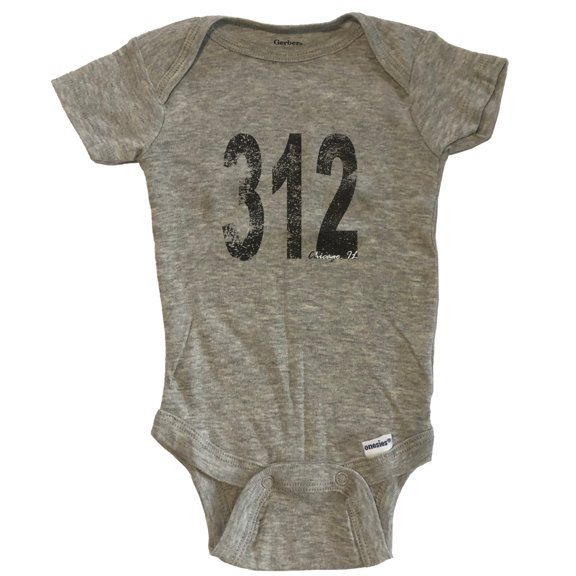 312 Chicago Illinois Area Code Baby Bodysuit - One Piece Baby Bodysuit - Grey