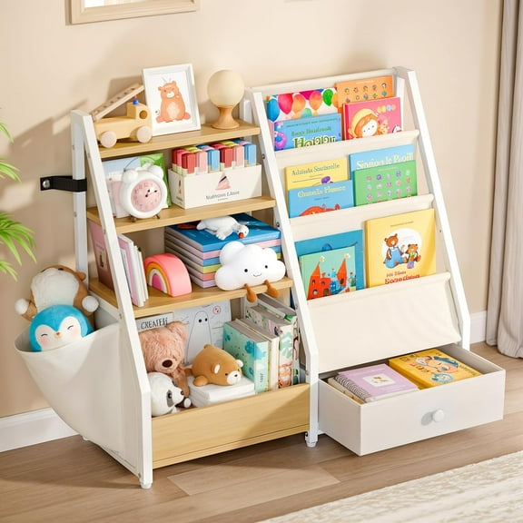 Kids Bookshelf and Toy Storage - Kids Book Shelf for Kids Rooms, Toddler Bookshelf Baby Bookcase for Nursery