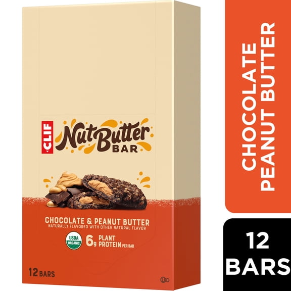 CLIF Nut Butter Bar Chocolate Peanut Butter Filled Energy Bars, Organic Snack Bars, 12ct