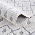 thumbnail image 5 of Hauteloom Broadway Collection Living Room Area Rug - Moroccan Trellis Farmhouse - High Low Fringe Carpet - White, Cream, Gray - 5'3" x 7'3", 5 of 6