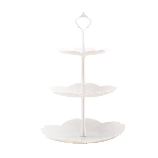 Soporte para tartas de 3 niveles Plato de frutas Soporte para cupcakes PP Postres Frutas Soporte para dulces Soporte Bandeja para servir bodas AweSitey JJ17649-02
