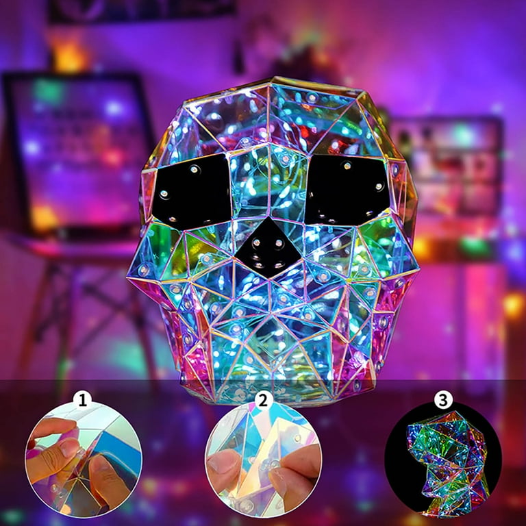 Prismatic Iridescent Skull, LED Lights 6
