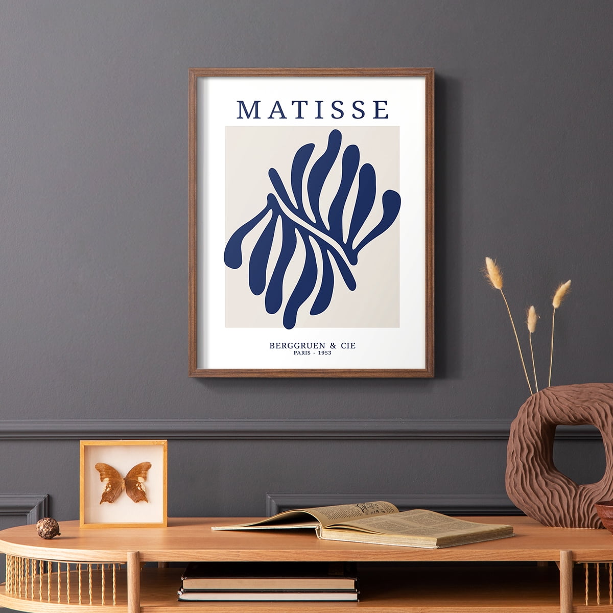 Matisse CDXII in Brown Solid Wood Framed Print No Nail Hanging