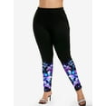 thumbnail image 4 of Rosegal Women's Plus Size High Waist Colorful Flower Print Skinny Leggings, 4 of 4