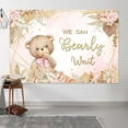 thumbnail image 2 of Pink Floral Bear Backdrop 9x6 FT - Girls Birthday Decor, Baby Shower Gender Reveal Party Photo Background Banner, 2 of 5