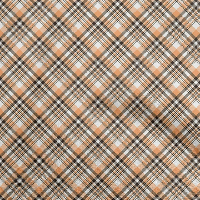 oneOone Polyester Spandex Orange Fabric Plaid Craft Projects Decor Fabric Printed By The Yard 56 Inch Wide
