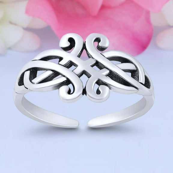 8.5mm - Celtic Toe Band Ring 925 Sterling Silver Thin Adjustable Stylish Rings for Women
