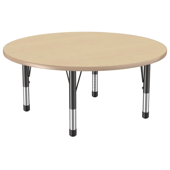 ECR4Kids 48in Round Everyday T-Mold Adjustable Activity Table Maple/Maple/Black - Chunky Leg