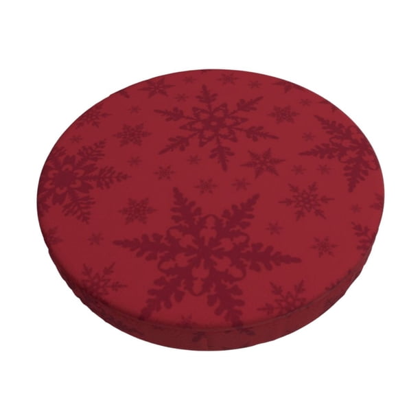 Disketp Christmas Red Snowflakes Funda Redonda para Taburete, Funda de Cojín para Silla de Bar Suave y Elástica-13 inch