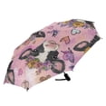 thumbnail image 2 of 21" Inch Auto Open Close Folding Umbrella Windproof Waterproof Full Print 8-Rib Compact Travel Umbrella for Rainy Days Beautiful Cows with Flowers, 2 of 8