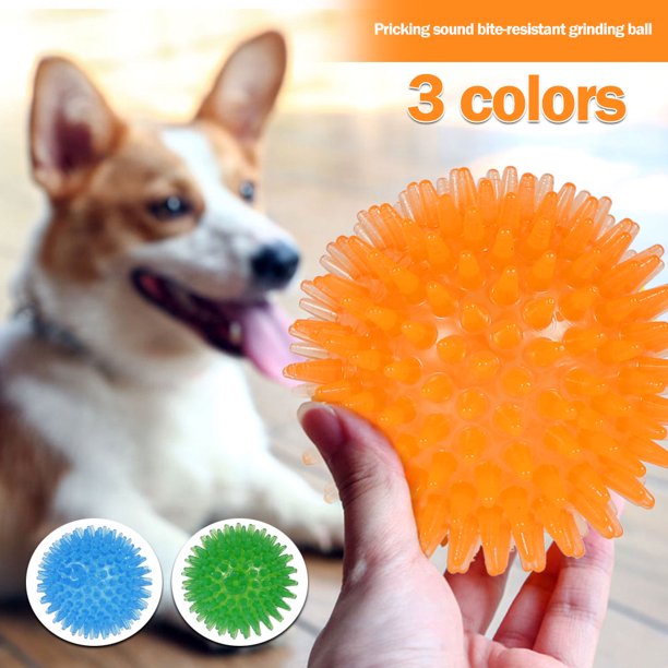 Squeaker Ball Dog Toy, Dogs Chew Spiky Ball, Juguetes Para La Dentición Reducen La Ansiedad Squeezy Limpieza De Dientes Seguro Muyoka Hogar