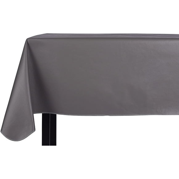 a Heavy Duty Vinyl Rectangle or Square Tablecloth - 6 Gauge Heavy Duty Tablecloth - Flannel Backed - Wipeable Tablecloth with Vivid Colors & Many Sizes 52 x 70 Gray