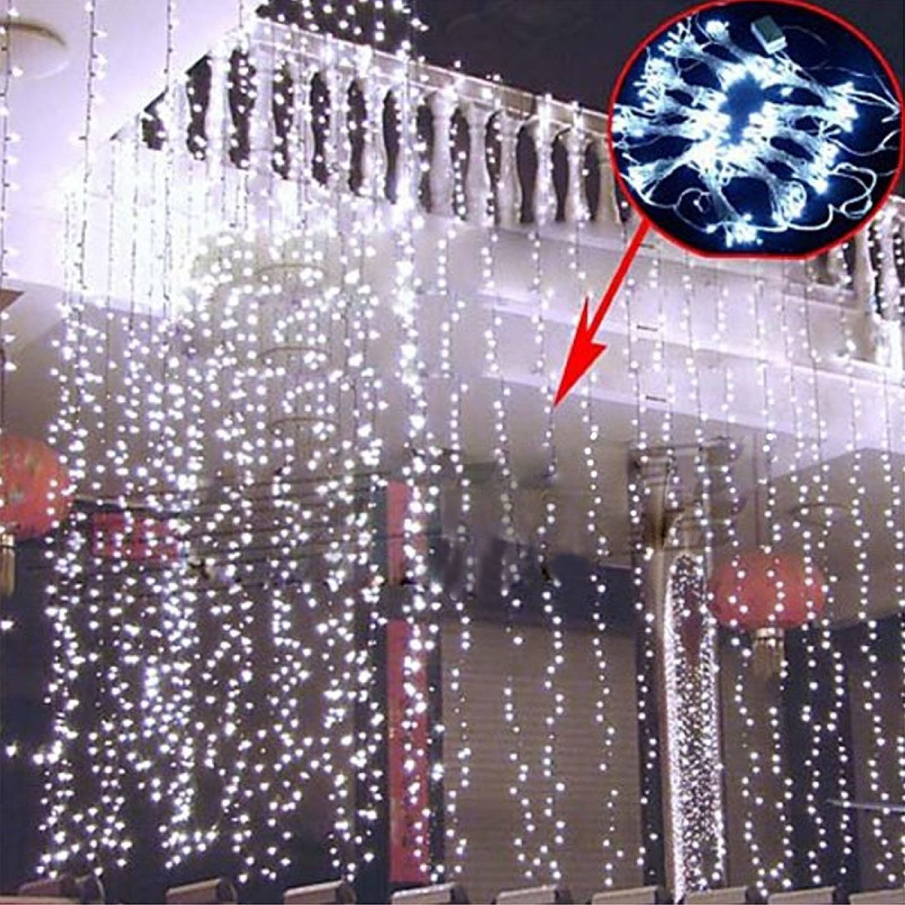 USA 6mX3m Waterfall Curtain Lights 600LED Icicle String Wedding Party Xmas 