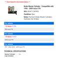 thumbnail image 2 of Brake Master Cylinder - Compatible with 1996 - 2009 Isuzu FTR 1997 1998 1999 2000 2001 2002 2003 2004 2005 2006 2007 2008, 2 of 2