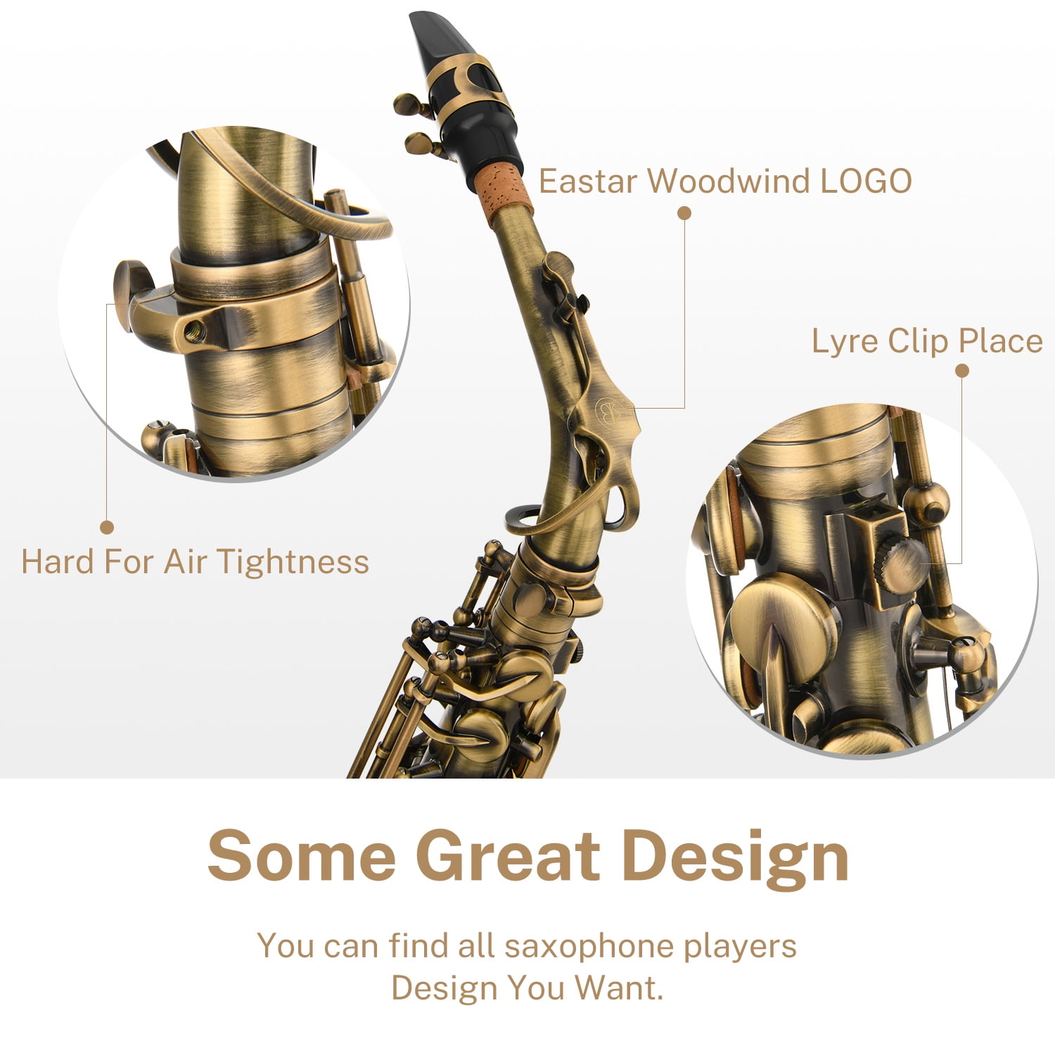 Buy Eastar ASⅡAb Student Anlique Brass E Flat Alto Saxophone Online