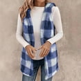 thumbnail image 7 of ZHOUCHANKIDS Womens Fleece Sherpa Vest Winter Sleeveless Fuzzy Fluffy Checkered Plaid Vest Zip Up Jacket with Pockets Navy L, 7 of 7