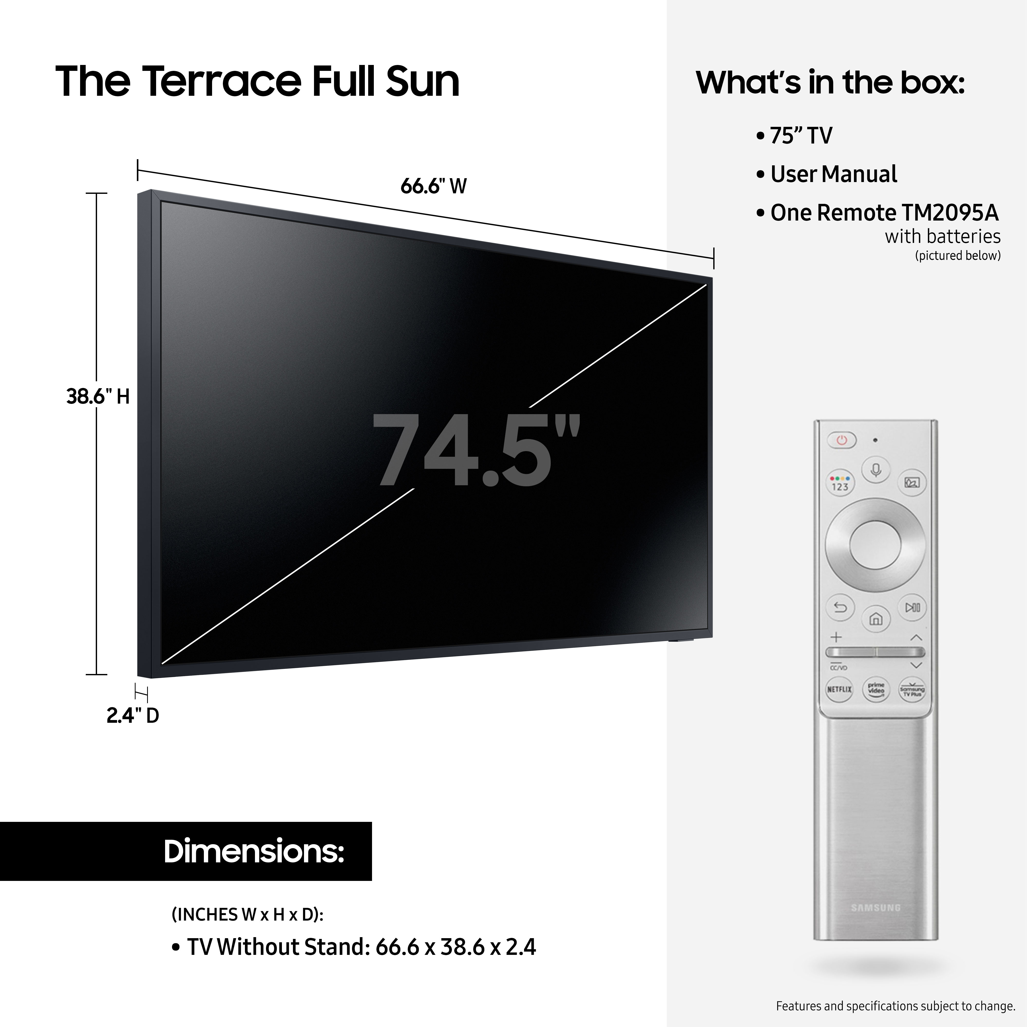 SAMSUNG 75" Class The Terrace Full Sun Outdoor QLED 4K (2160P) LED Smart TV QN75LST9TAFXZA - image 4 of 18