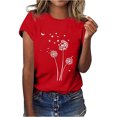 thumbnail image 1 of Hauts d'Été pour Femmes, Blouses Décontractées Élégantes 2024, T-Shirts à Manches Courtes Imprimés, Col Rond, Ample, Rouge, 1 of 5