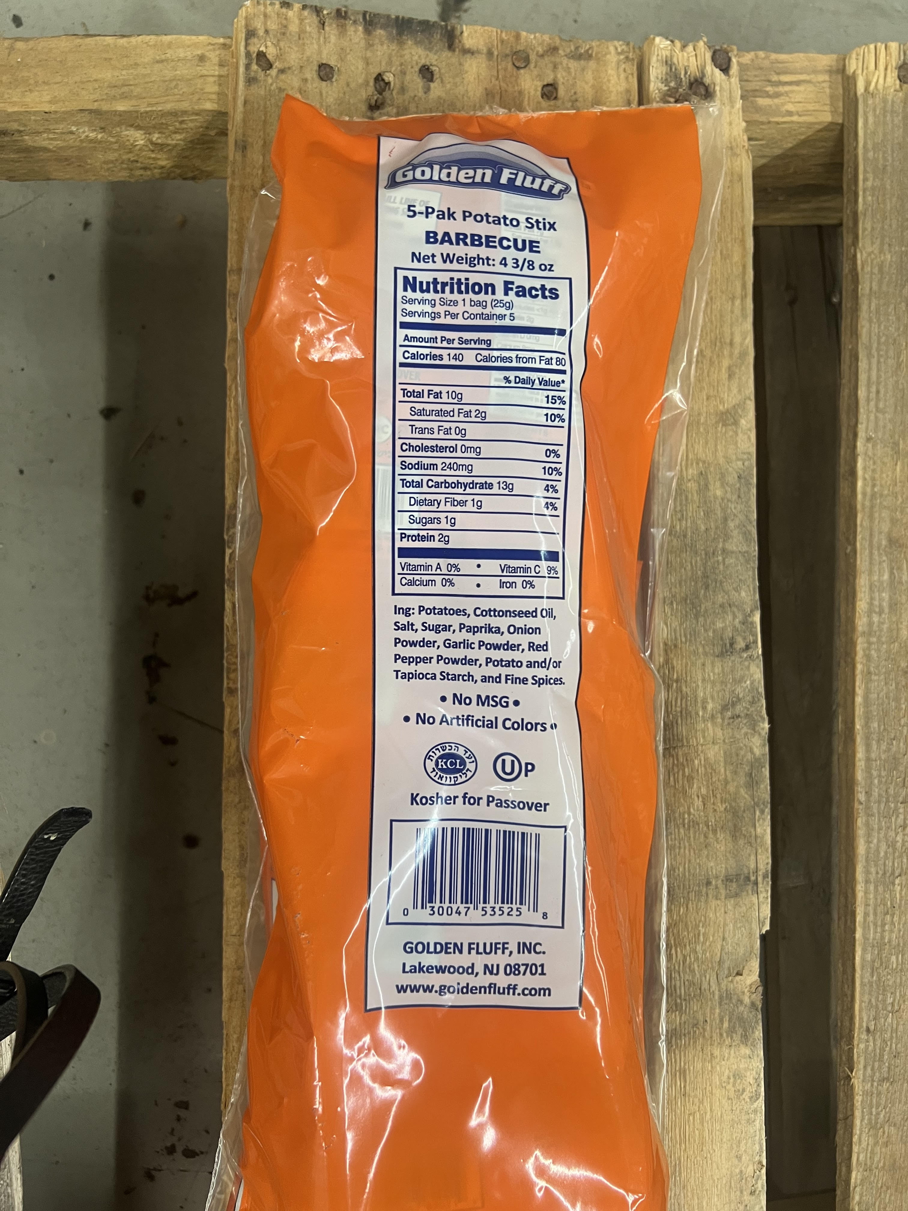 Golden Fluff Stix Pommes de terre BBQ 5pk KFP 5x24g