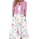 thumbnail image 2 of ICHUANYI Clearance Two-Piece Women's Summer Printed V-Neck Elegant A Line Tank Dress And Half Sleeve Cardigan Tops Set Suit(Pink, M) ICHUANYI WER2023080903243, 2 of 7