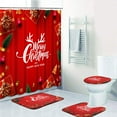 thumbnail image 3 of FMSHPON Merry Christmas Happy New Year 4 Piece Bathroom Set Shower Curtain Bath Rug Contour Mat and Toilet Lid Cover, 3 of 8