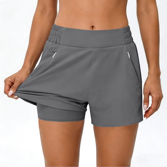 Kukoosong Women's High-Waist Workout Shorts with Pockets Athletic Sports Casual Elastic Waist Comfortable Breathable Summer Shorts Yoga Gym Running Shorts
