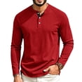 thumbnail image 2 of Men's Henley Waffle T-Shirt Long Sleeve Casual Lightweight Pullover Shirts Soft Stretch Tees for Business Golf,M, 2 of 8