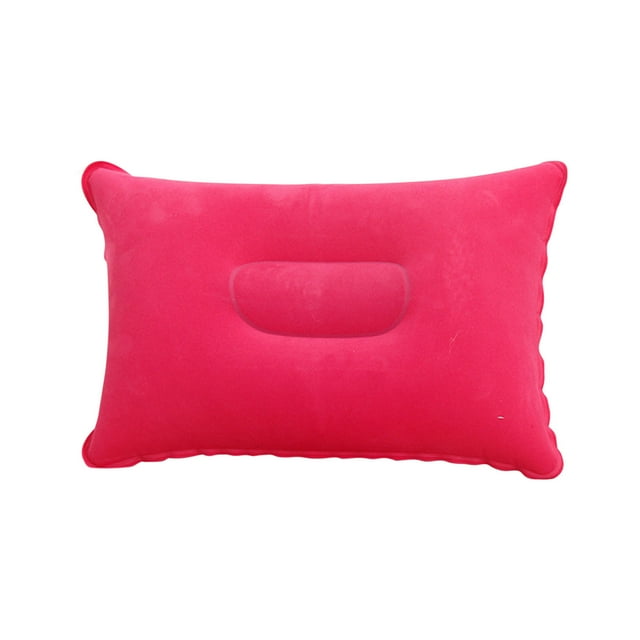 UsRHHA Self-Inflating Travel Pillow, Velvet Fabric with PVC Core for Lumbar Neck Support, Portable Camping Cushion Outdoor Comfort