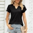 thumbnail image 6 of QLEICOM Summer Tops Casual Country V Neck Tee Shirts Petal Sleeve Fashion Loose Blouse Black XL, US Size 10, 6 of 6