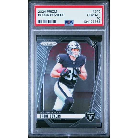 Graded 2024 Panini Prizm Brock Bowers #315 Rookie RC Football Card PSA 10 Gem Mint
