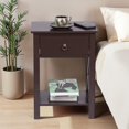 thumbnail image 3 of Tcbosik Modern Night Stand with Storage Drawer and Open Shelf, 2-Tier End Side Table for Living Room, Bedroom, Easy Assembly, Brown, 3 of 8