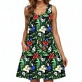 thumbnail image 4 of Axiiglly Beach Dress for Women Flowy Sleeveless Tank Dress Floral Print Summer Dresses Casual Swing Loose Sundress A line Vacation Hawaiian Mini Dress with Pockets, 4 of 6