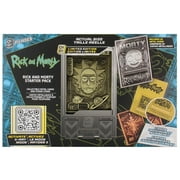Exquisite Gaming: Digiplate Starter Pack - Rick & Morty - Warner Bros - 3 Collectible Metal Cards & Phone Stand, Copper-Gold-Silver Image Plates
