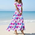 thumbnail image 2 of DeHolifer Maxi Dresses for Seniors Women Floral Short Sleeve V-Neck Swing Summer Casual Boho Long Dress Trendy Flowy Sundress Multicolor 3XL, 2 of 4