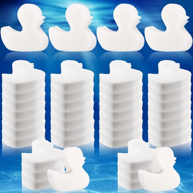 Esponja absorbente de aceite de 40 piezas, esponja absorbente de aceite de espuma cremosa en forma de pato para uso en jacuzzi, Spa y piscina