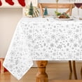 thumbnail image 1 of White Christmas Tablecloth Rectangle 60x120 Inch, Silver Snowflake Table Cloth Rectangle Tables for Christmas Decor, Waterproof Table Decorations, 1 of 1