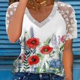 thumbnail image 1 of Blusas elegantes para mujer, pantalones cortos con cuello en V y encaje de lentejuelas, camiseta de manga, ropa informal para mujer FLhrweasw Nuevo, 1 of 7